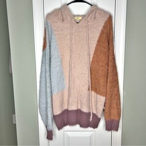Kori Women’s Large Soft Cozy Fuzzy Pastel Colorblock Oversized Hoodie Sweater